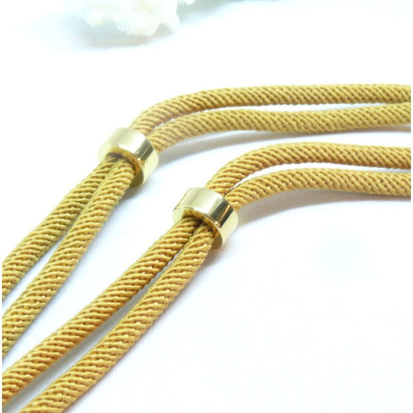 Support bracelet Intercalaire cordon Nylon ajustable avec accroche Laiton Coloris Moutarde
