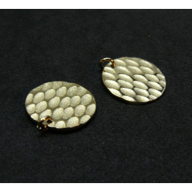 Pendentif médaillon martelé  15mm en Acier Inoxydable 316 plaqué Or 14KT
