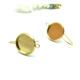 Supports Boucles d'oreille Crochet  avec attache 12mm en Acier Inoxydable 304 finition Doré