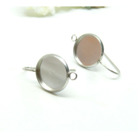 Supports Boucles d'oreille Crochet  avec attache 12mm en Acier Inoxydable 304  finition Argent Platine