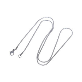 Colliers Sautoir Matinée 46cm Maille Serpent 1.5mm – Acier Inoxydable 316 Argent Platine