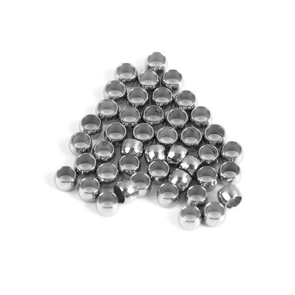 Perles à Ecraser 1.9mm en Acier Inoxydable 316 finition Argent Platine