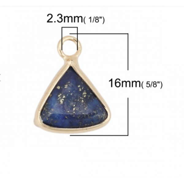 Pendentif Triangle 16mm - Lapis lazuli métal Doré