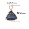 Pendentif Triangle 16mm - Lapis lazuli métal Doré