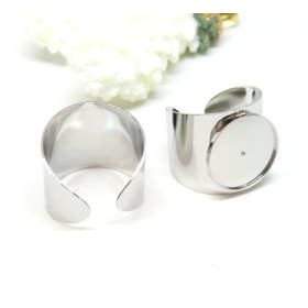 Support de Bague Ronde 18mm anneau LARGE  en Acier Inoxydable 304 finition Argenté