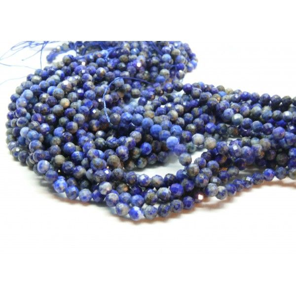 Perles Rondes facettées 3mm Lapis Lazuli coloris 22