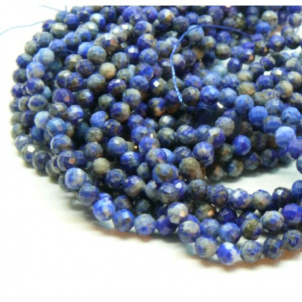 Perles Rondes facettées 3mm Lapis Lazuli coloris 22
