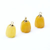 Pendentif Forme POTIRON 15mm Agate teintée Jaune et laiton finition Doré