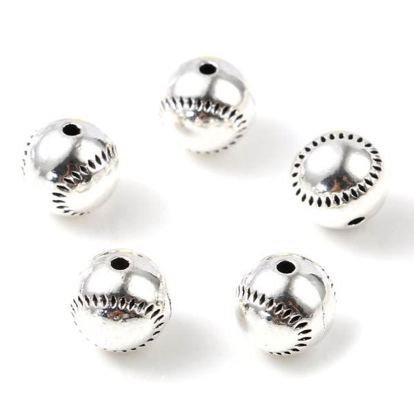 Perles Intercalaire Balle de baseball 9 mm métal coloris Argent Antique