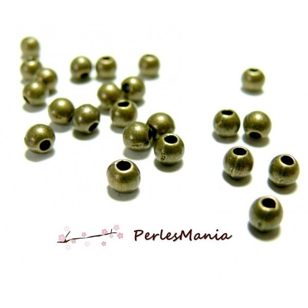 Perles METAL intercalaires rondes lisse 3mm métal couleur BRONZE