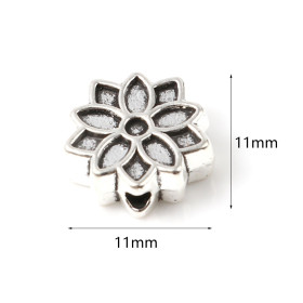 Perles Intercalaire Fleur de méditation Biface 11 mm métal coloris Argent Antique
