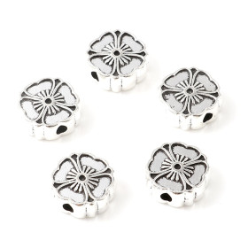 Perles Intercalaire Fleur de sakura Biface 10 mm métal coloris Argent Antique