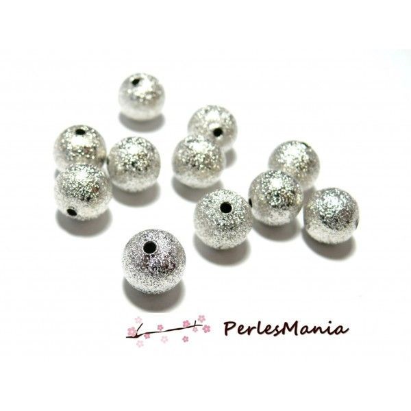 Perles  intercalaires stardust granitees paillettes 4mm ARGENT VIF