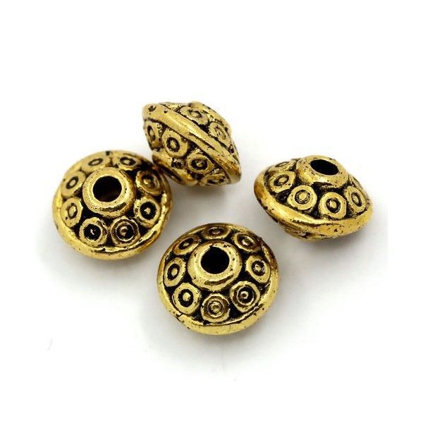 perles intercalaires rondelles 6,5mm metal couleur Or Antique