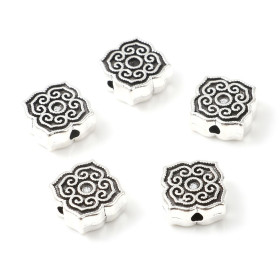 Perles Intercalaire Fleur Biface 11 mm métal coloris Argent Antique