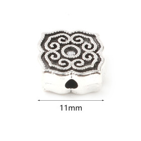 Perles Intercalaire Fleur Biface 11 mm métal coloris Argent Antique