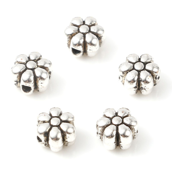 Perles Intercalaire Marguerite Biface 5 mm métal coloris Argent Antique