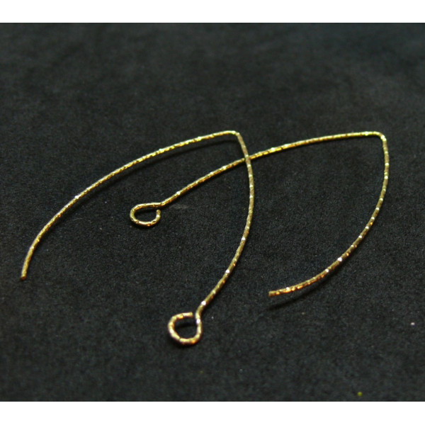 Boucles d'oreille Dormeuse Grand crochet  à décorer 40 mm striées Acier Inoxydable 316 Placage Ionique Doré