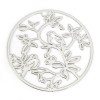 Estampes Pendentifs Oiseau sur branche 31mm métal finition Argenté