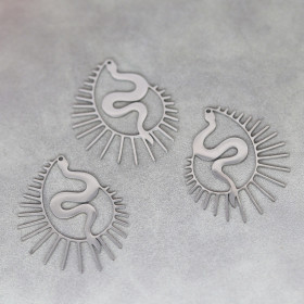 Pendentifs Serpent graphique 32mm en Acier Inoxydable 304 finition Argenté pour bijoux raffinés