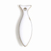 Pendentifs Poisson, Sardine 15mm résine émaillé Blanc métal Placage Doré