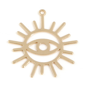 Estampes, pendentif filigrane Soleil Oeil de la protection 25mm métal Coloris Doré Bijoux  DIY