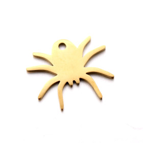 Pendentif Halloween, Araignée 17mm en Acier Inoxydable 304 finition Doré pour bijoux raffinés