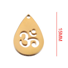 Pendentif Goutte Yoga Om 15mm en Acier Inoxydable 304 finition Doré pour bijoux raffinés