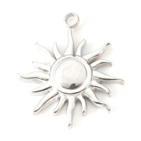 Pendentifs forme Soleil 16mm en Acier Inoxydable 304 finition Argenté pour bijoux raffinés