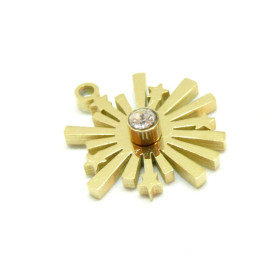 Pendentif  multi Etoiles 15mm 3D en Acier Inoxydable 316 avec Strass finition Doré 18KT