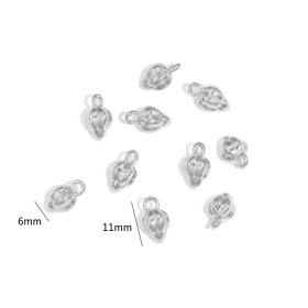 Pendentifs Bourgeon Fleur de Lotus 11mm en Acier Inoxydable 304 finition Argenté