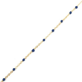 Chaine fantaisie avec résine émaillée Bleu 2.5 par 2 mm - en Acier Inoxydable 304 Placage Doré