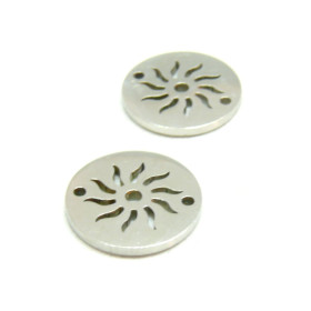 Pendentifs, Connecteur Soleil 12 mm Acier Inoxydable coloris Argenté