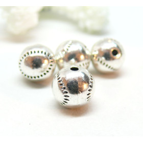 Perles Intercalaire Balle de baseball 9 mm métal coloris Argent Antique