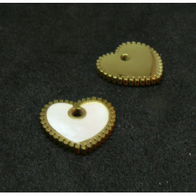 Pendentif Coeur avec Nacre 12mm en Acier Inoxydable 316 finition Doré 14KT