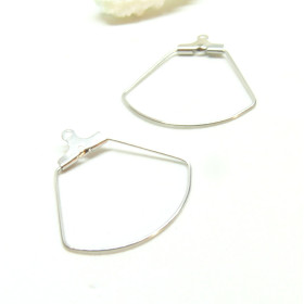 Boucles d'oreilles Créoles Cintres forme Eventail 27mm Acier inoxydable finition Argenté