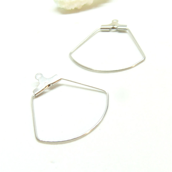 Boucles d'oreilles Créoles Cintres forme Eventail 27mm Acier inoxydable finition Argenté
