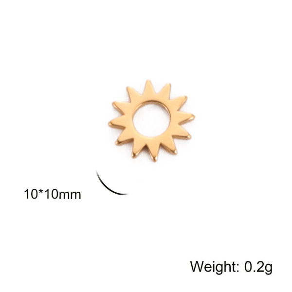 Pendentifs Soleil 10mm en Acier Inoxydable 304 finition Doré