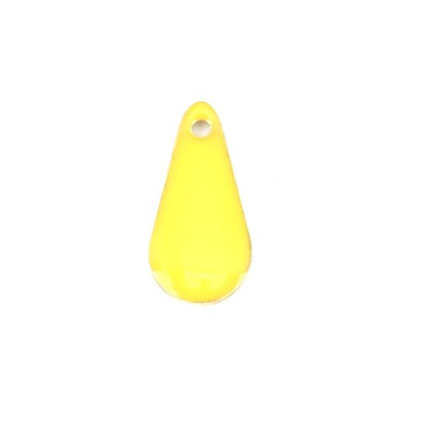 Sequins résine style émaillés Biface Mini Goutte 12 par 5mm Jaune sur une base en métal doré
