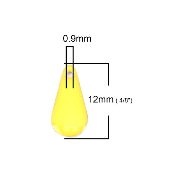 PS110237805 PAX 5 sequins résine style émaillés Biface Mini Goutte 12 par 5mm Jaune sur une base en métal doré