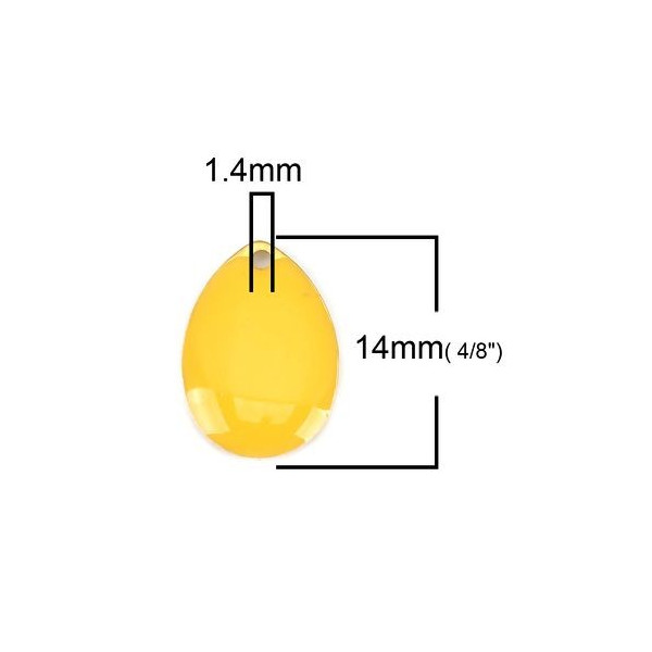 Sequins médaillons style émaillés Biface GOUTTE 14mm Jaune Canari
