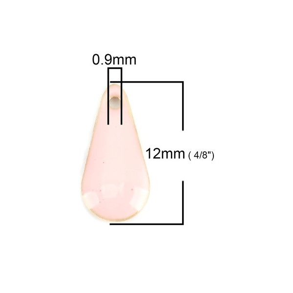 PS110237803 PAX 5 sequins résine style émaillés Biface Mini Goutte 12 par 5mm Rose sur une base en métal doré