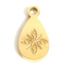 Pendentifs Goutte Fleur 11mm – Acier Inoxydable 316 Doré