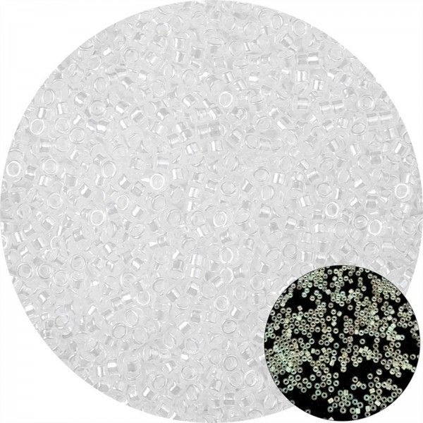 Perles de rocaille en verre phosphorescent qui s'illumine dans la nuit 2.5mm Blanc 10gr