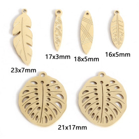 Pendentifs Navette fine 18mm en acier Inoxydable 316 Placage Doré