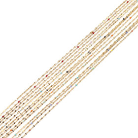 Chaine fantaisie avec résine émaillée Rouge 3 par 2 mm - en Acier Inoxydable 304 Placage Doré