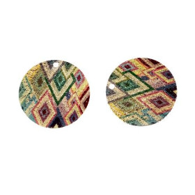 Pendentifs breloques stardust Ronde 20mm Losanges Doré