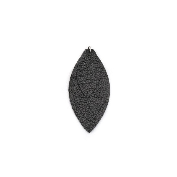 Trio de Pendentifs simili cuir Marquise Noires