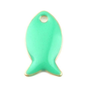 Pendentifs Poisson Vert Pastel Style Émaillé 14mm – Métal Doré