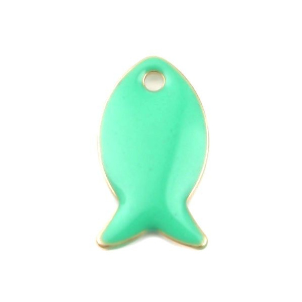 Pendentifs Poisson Vert Pastel Style Émaillé 14mm – Métal Doré